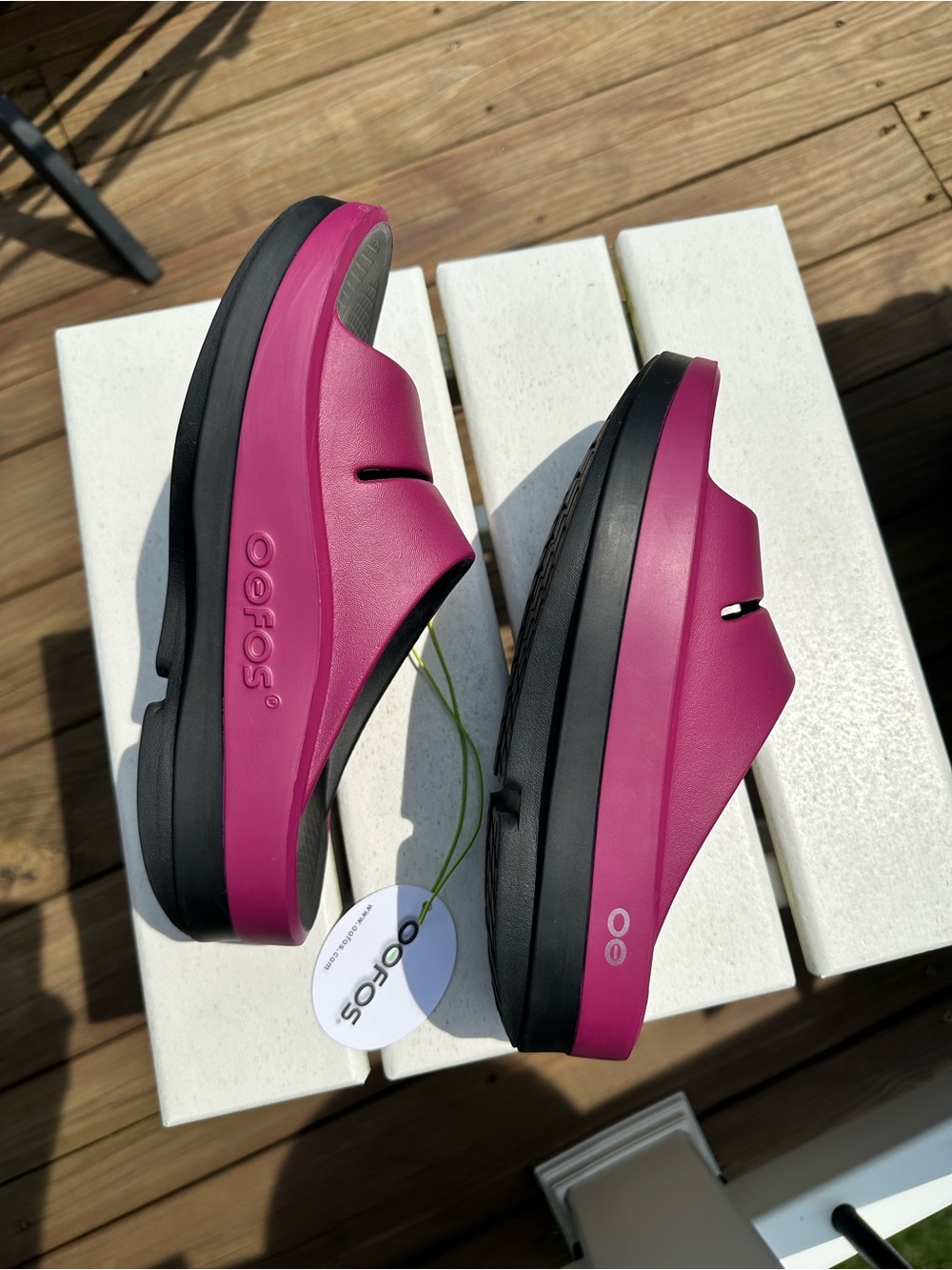 Rosebud Magenta and Black Platform Slide Clogs